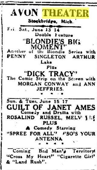 Avon Theatre - JUN 11 1947 AD